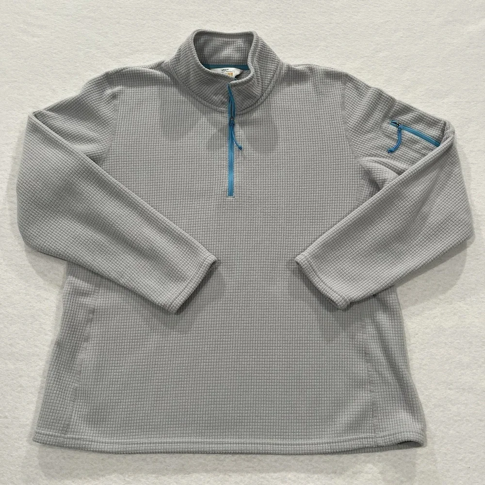 Orvis Sweater Mens XLarge Gray 1/4 Zip Trout Bum Waffle Knit Pullover Casual
